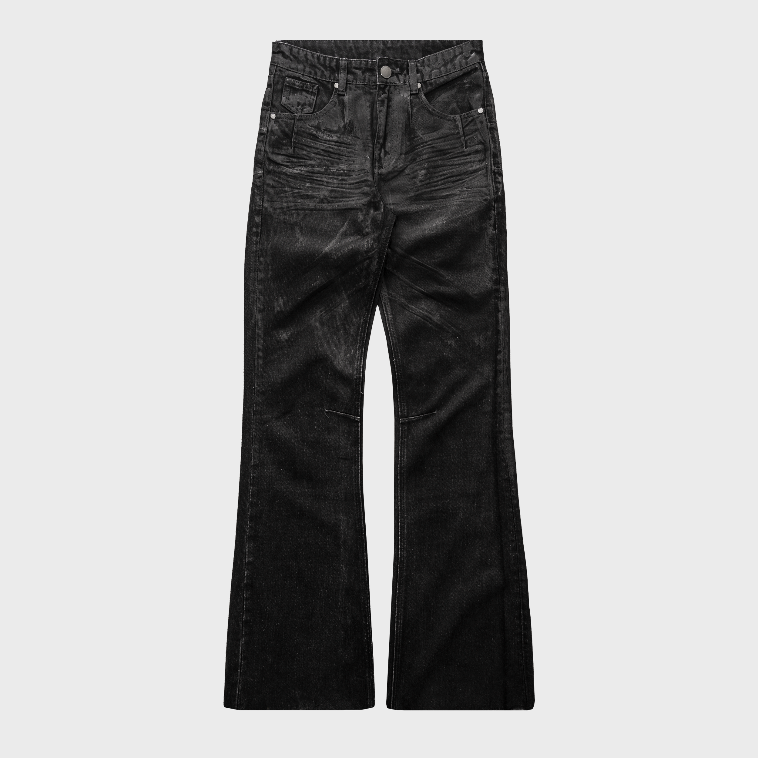 BACKSTAGE FLARED JEANS IN WAXED CHARCOAL DENIM