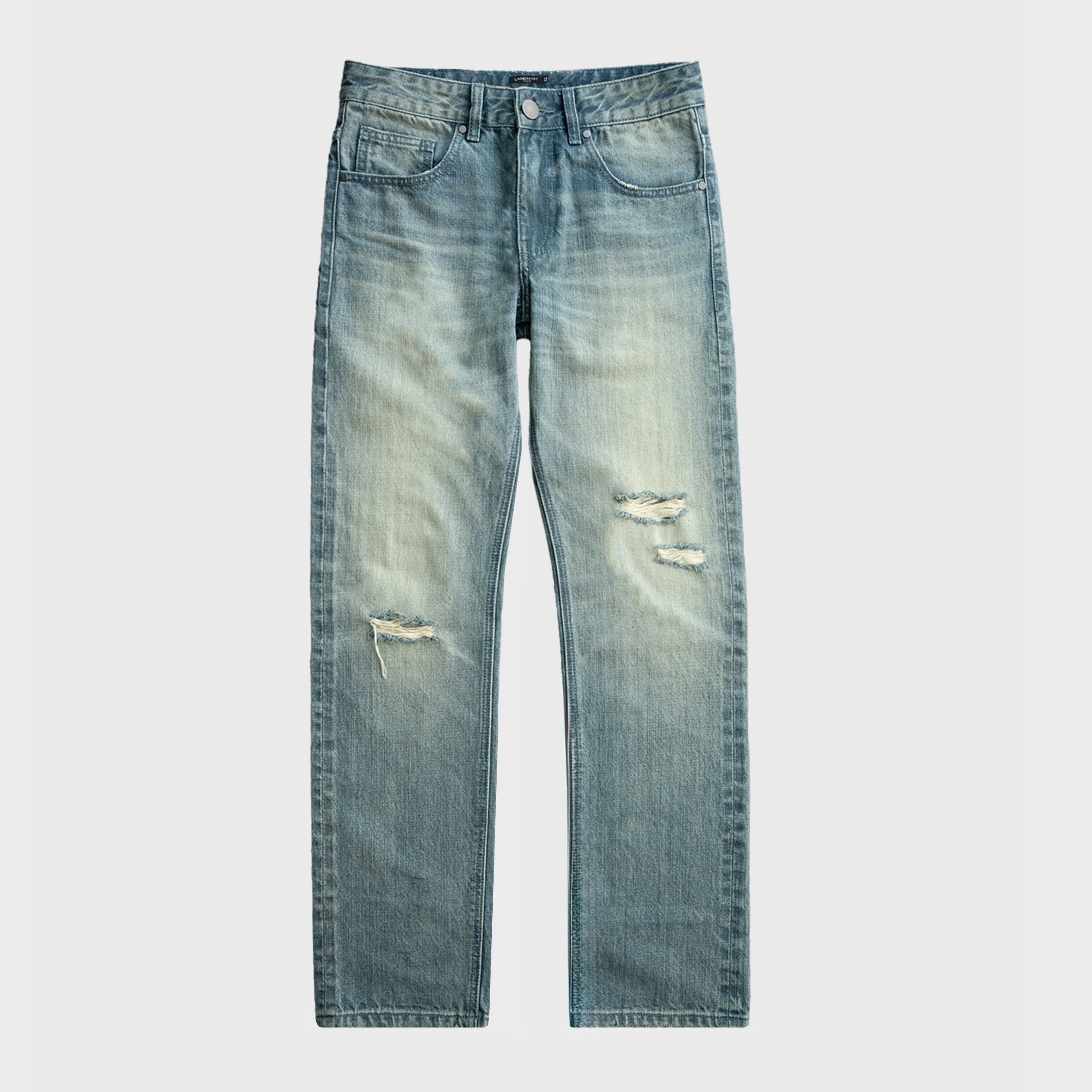 MIZUTANI SLIM STRAIGHT JEANS IN SUN FADED JAPANESE DENIM