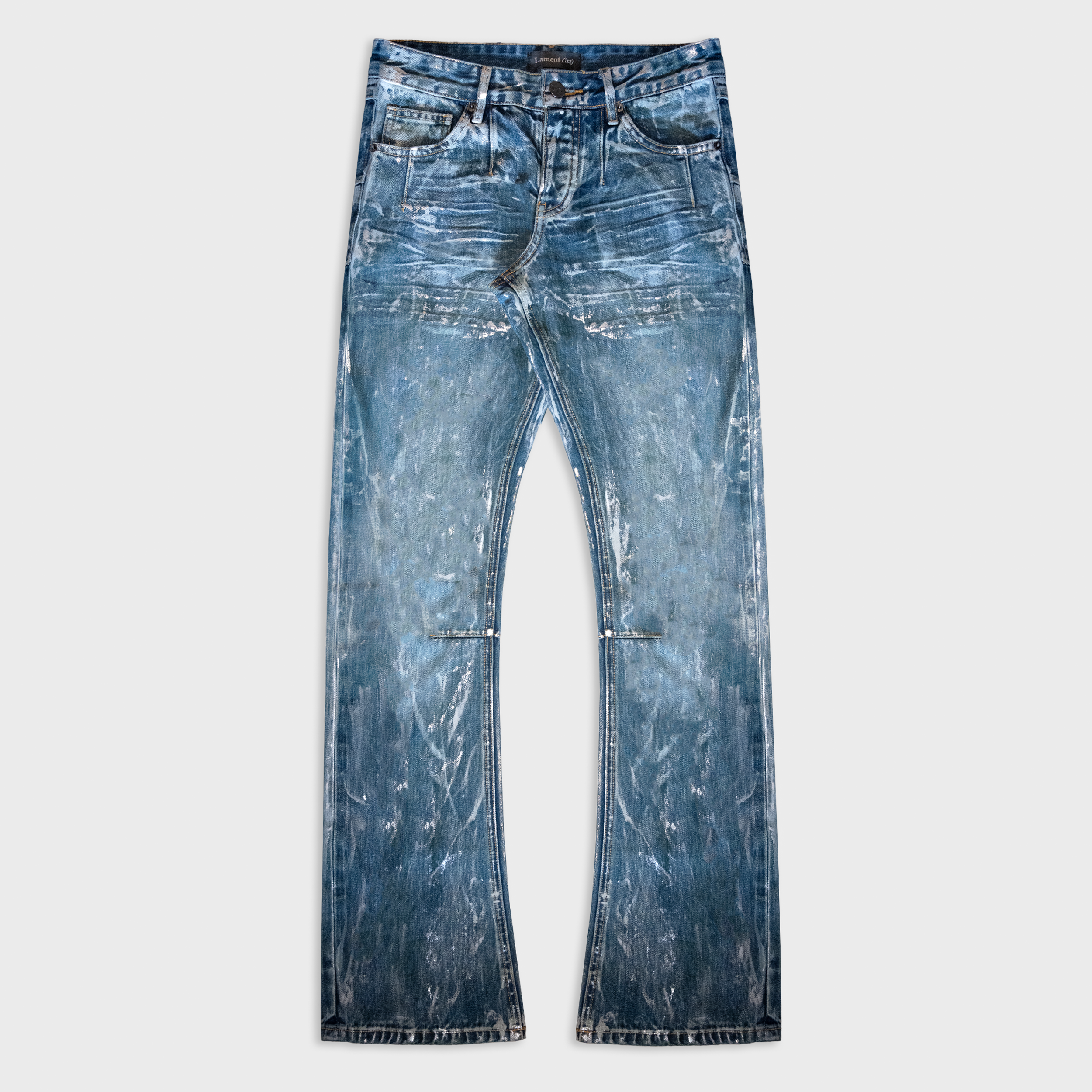 THAWED BOOTCUT DENIM IN WAXED INDIGO SELVEDGE DENIM | LAMENTIST THAWED BOOTCUT DENIM IN WAXED INDIGO SELVEDGE DENIM | LAMENTIST
