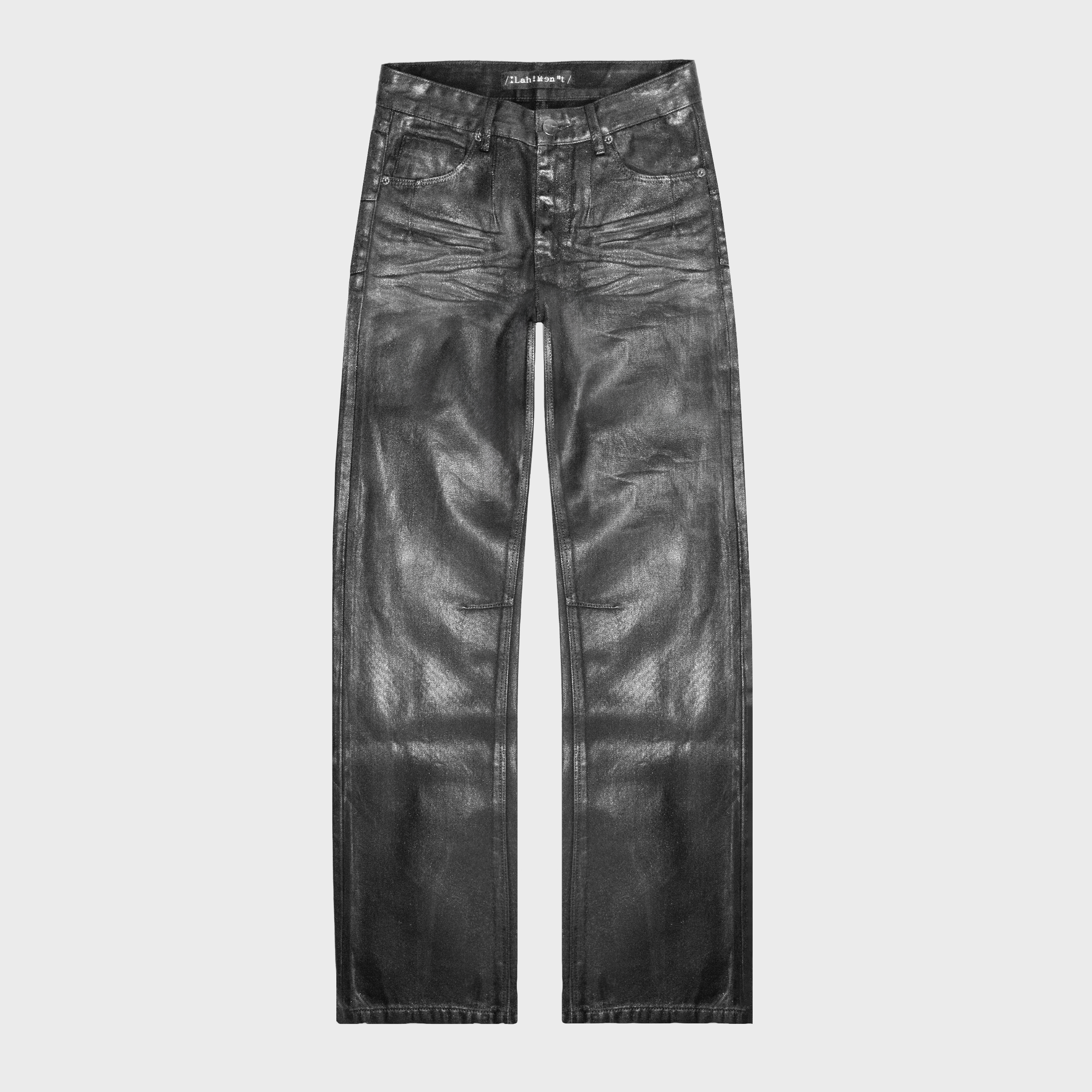 waxed straight denim homme似 hediboy ELLIOT STRAIGHT JEANS IN WAXED SELVEDGE NOIR DENIM | LAMENTIST