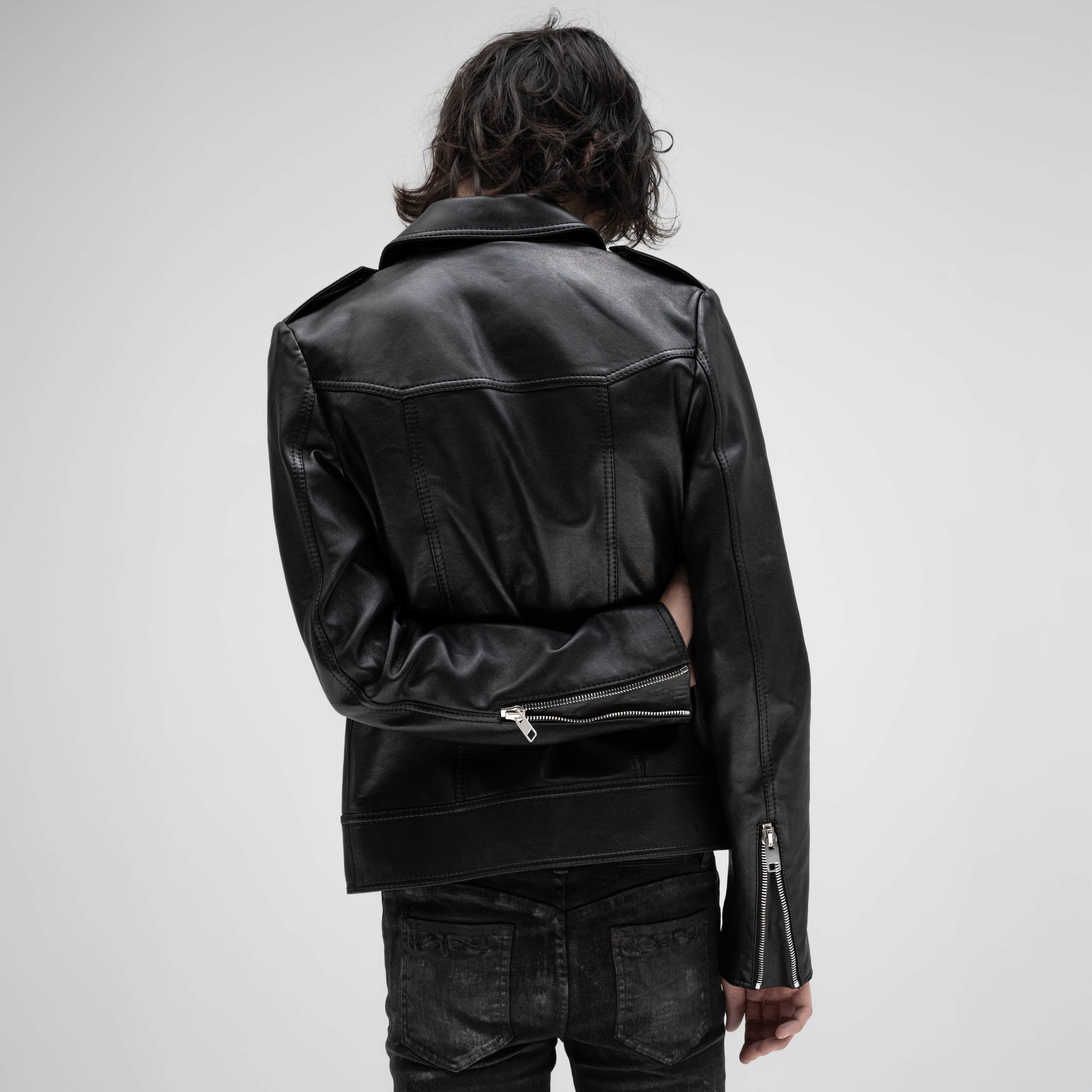 PANELLED JACKET IN LAMBSKIN LEATHER