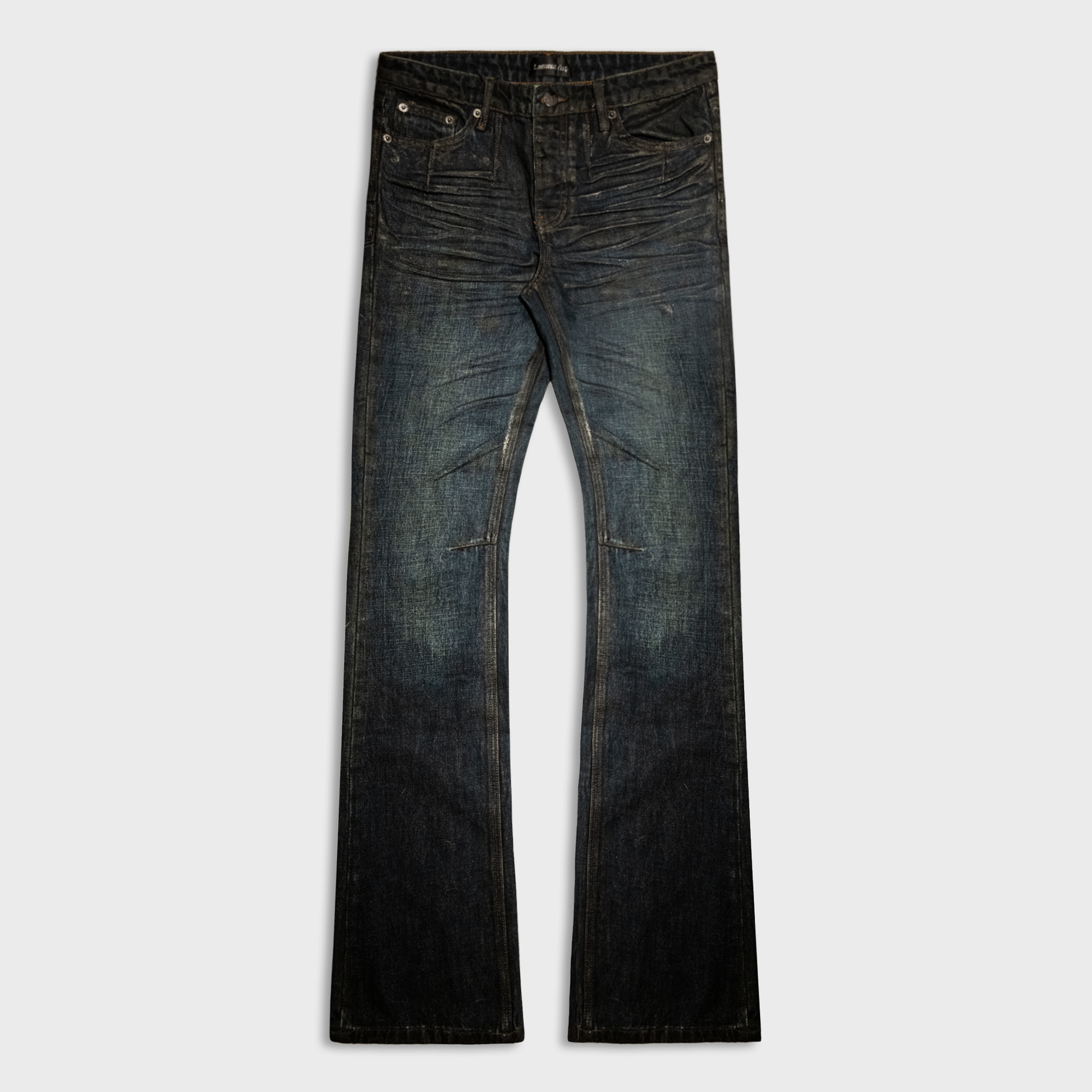MUD WAX BOOTCUT DENIM IN WAXED INDIGO SELVEDGE DENIM | LAMENTIST MUD WAX BOOTCUT DENIM IN WAXED INDIGO SELVEDGE DENIM | LAMENTIST