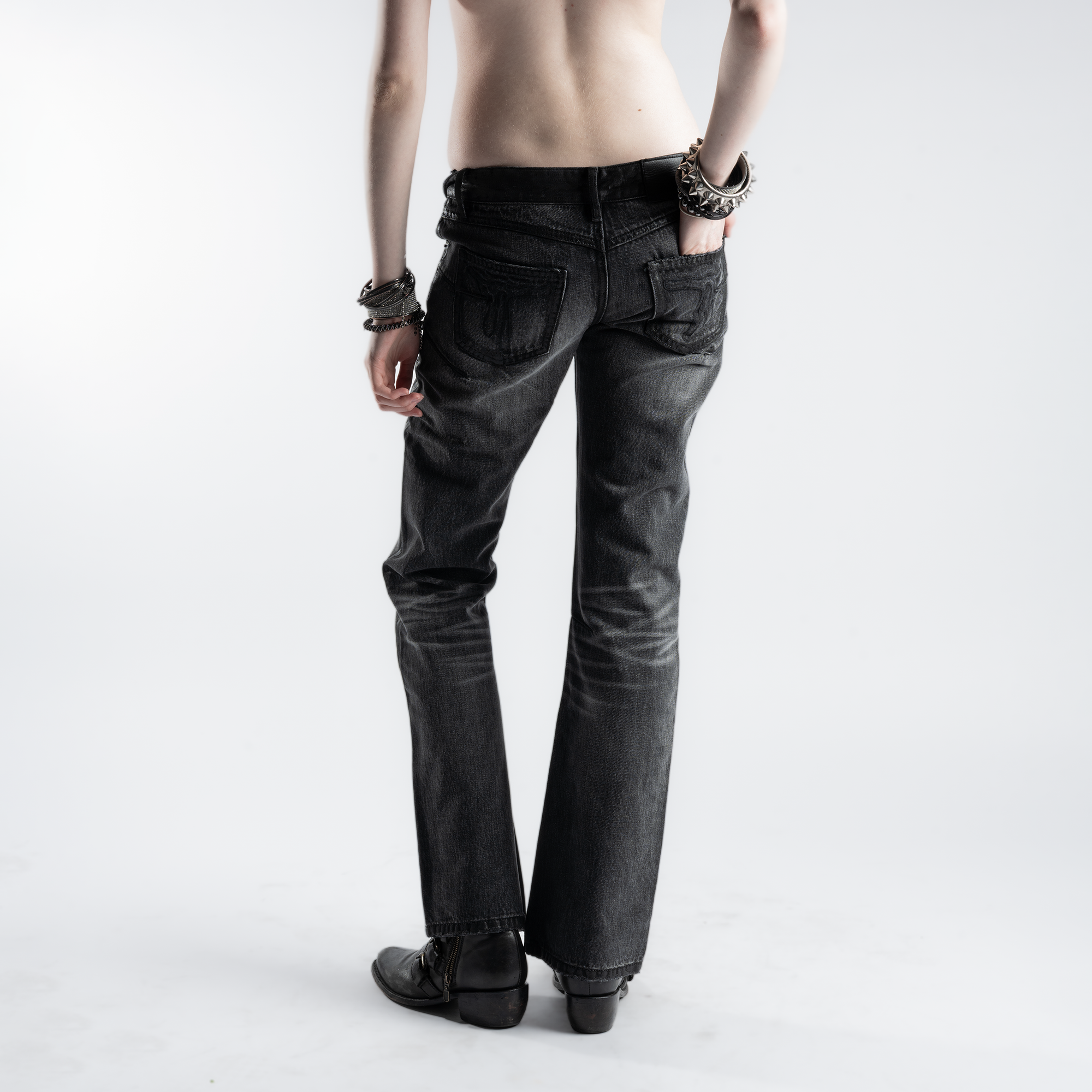 SAMPLE SALE ITEM #12 - BOOTCUT GREY WASHED SELVEDGE DENIM