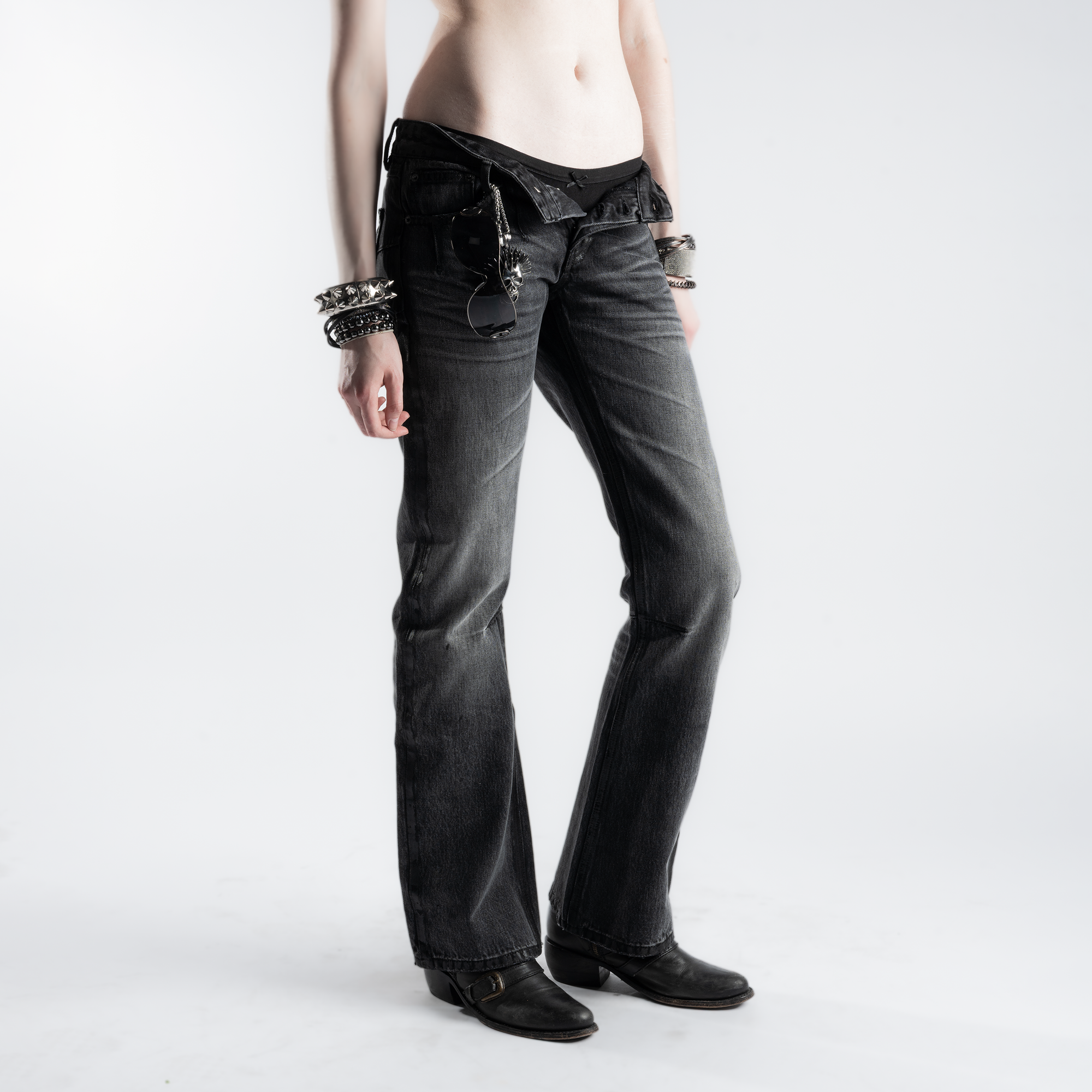 SAMPLE SALE ITEM #12 - BOOTCUT GREY WASHED SELVEDGE DENIM