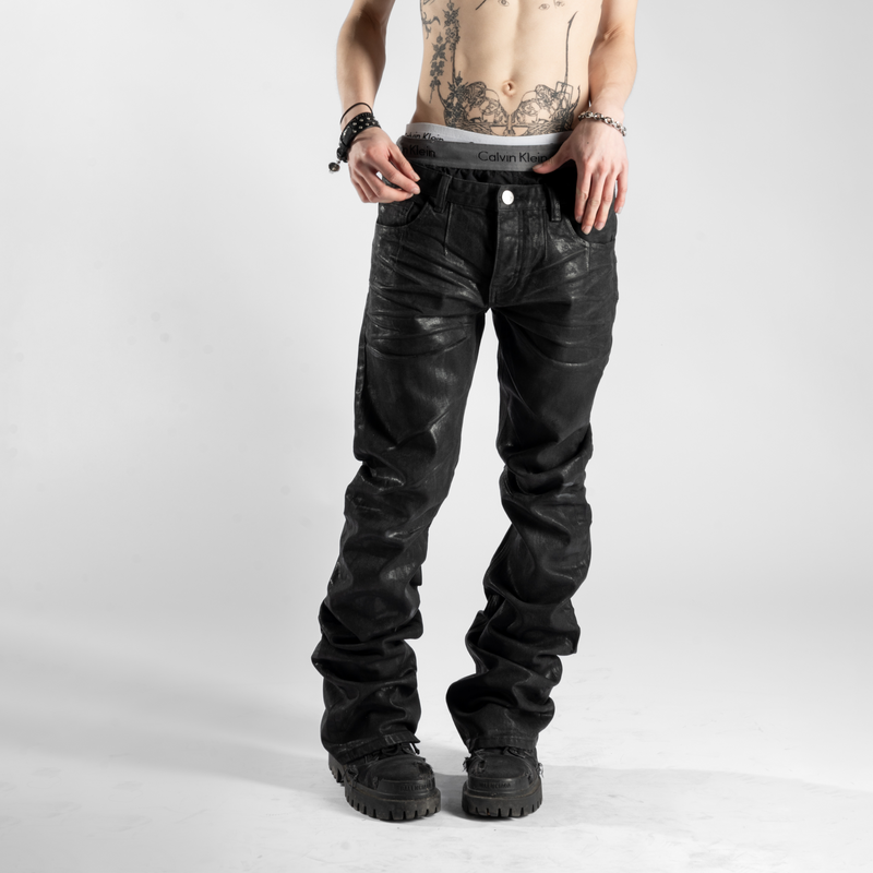 BACKSTAGE JEANS IN WAXED NOIR DENIM
