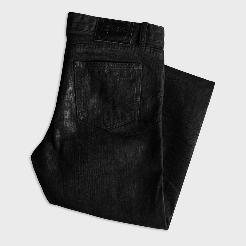 BACKSTAGE JEANS IN WAXED NOIR DENIM