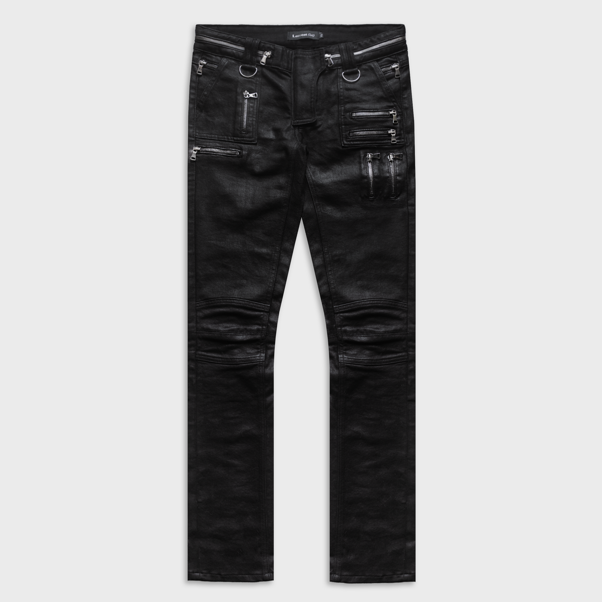 BIKER JEANS IN WAXED NOIR DENIM