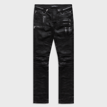 BIKER JEANS IN WAXED NOIR DENIM