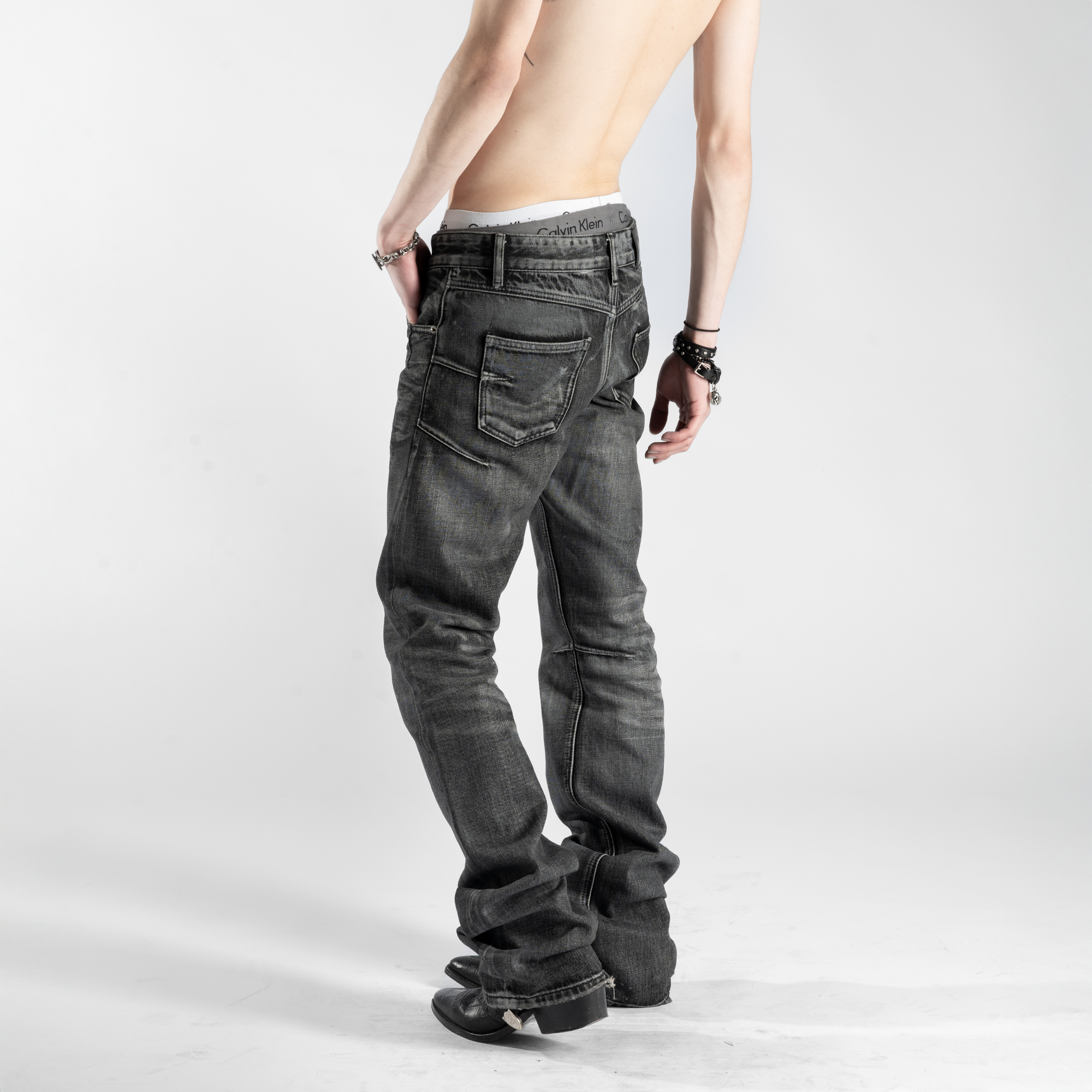 BLACK ICE BOOTCUT JEANS IN WAXED GREY DENIM | LAMENTIST BLACK ICE BOOTCUT JEANS IN WAXED GREY DENIM | LAMENTIST