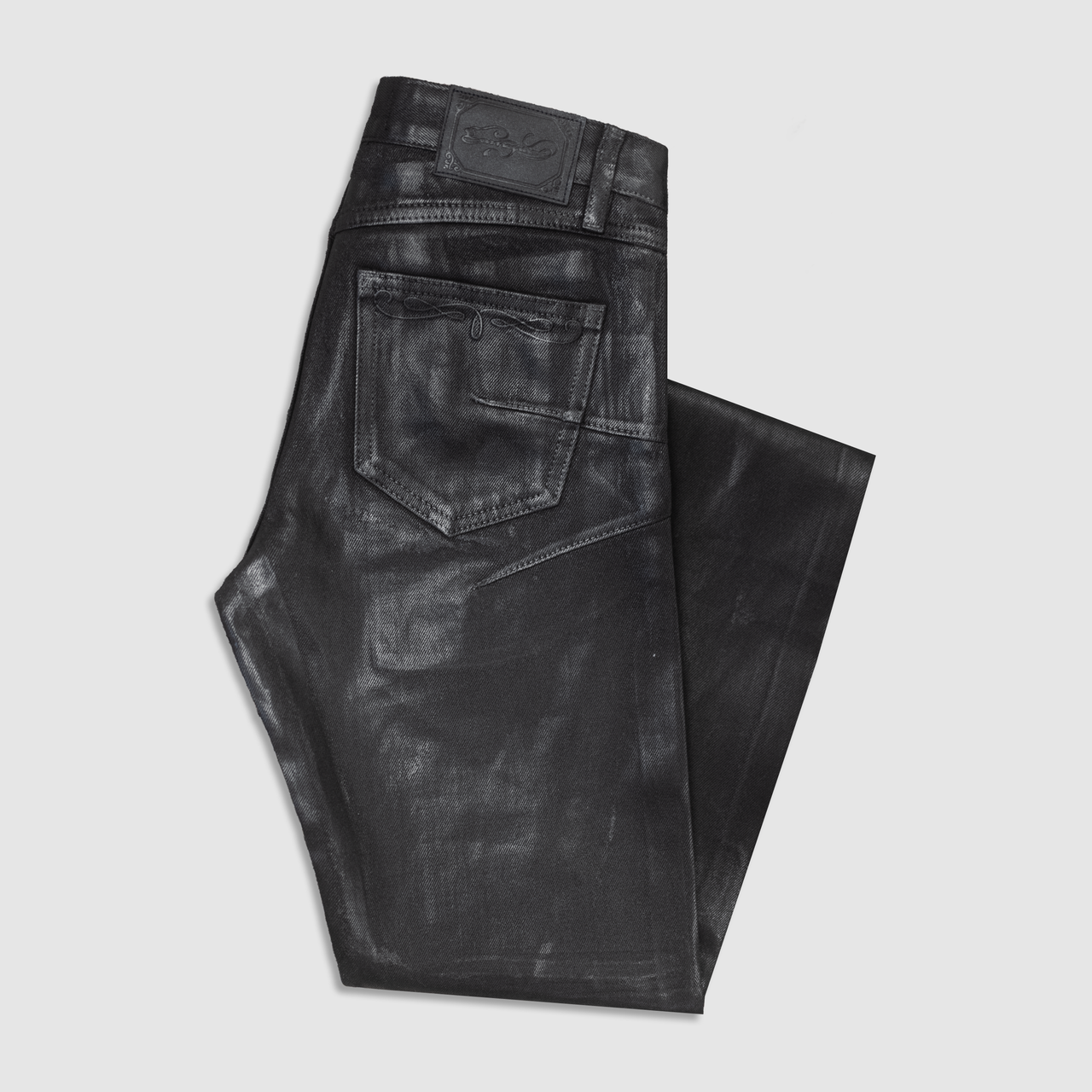 BOOTCUT JEANS IN NOIR WAXED SELVEDGE JAPANESE DENIM