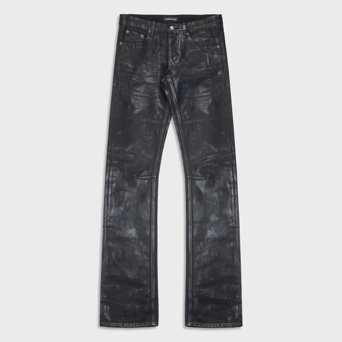 BOOTCUT JEANS IN NOIR WAXED SELVEDGE JAPANESE DENIM