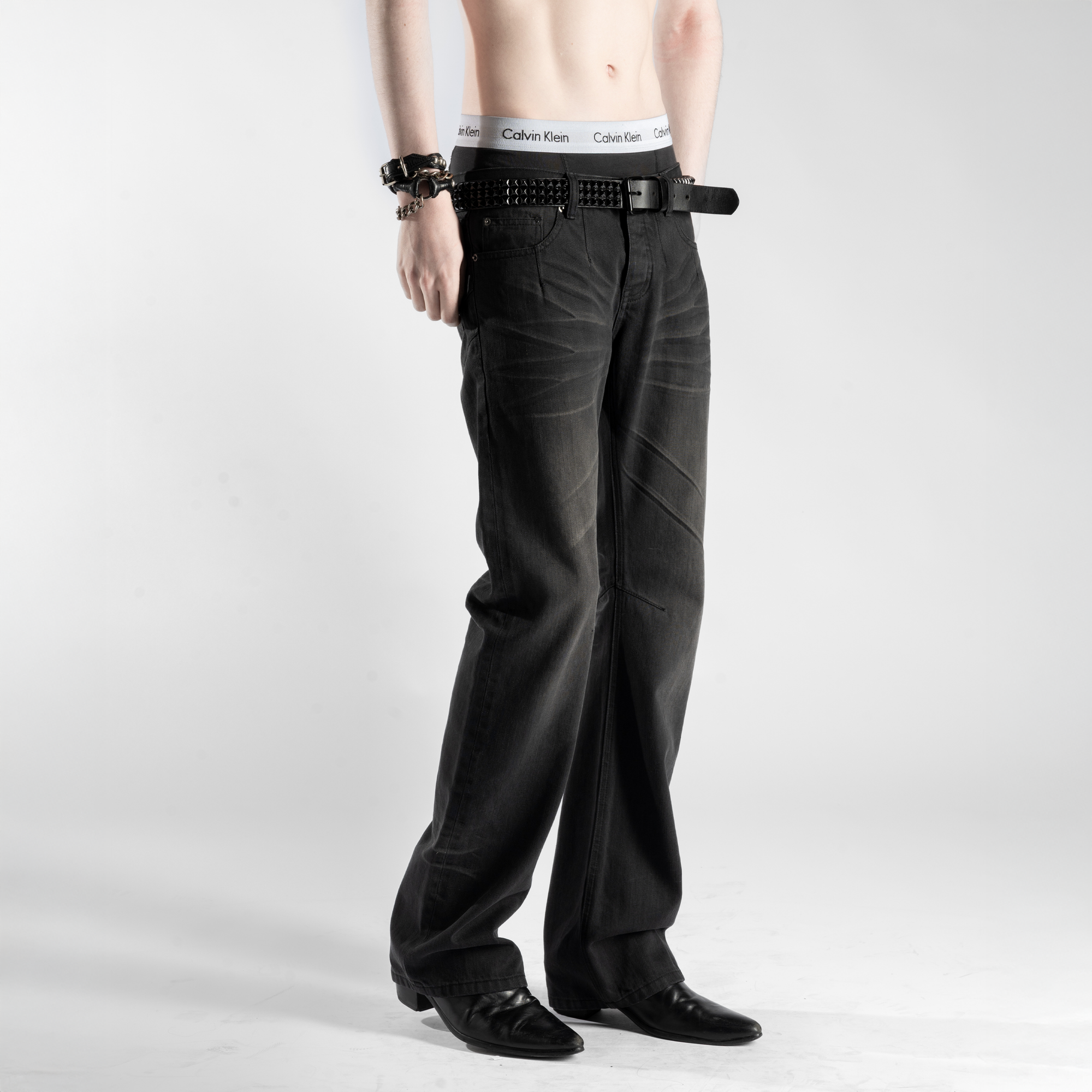 CLAWMARK BOOTCUT JEANS IN WASHED GREY SELVEDGE DENIM
