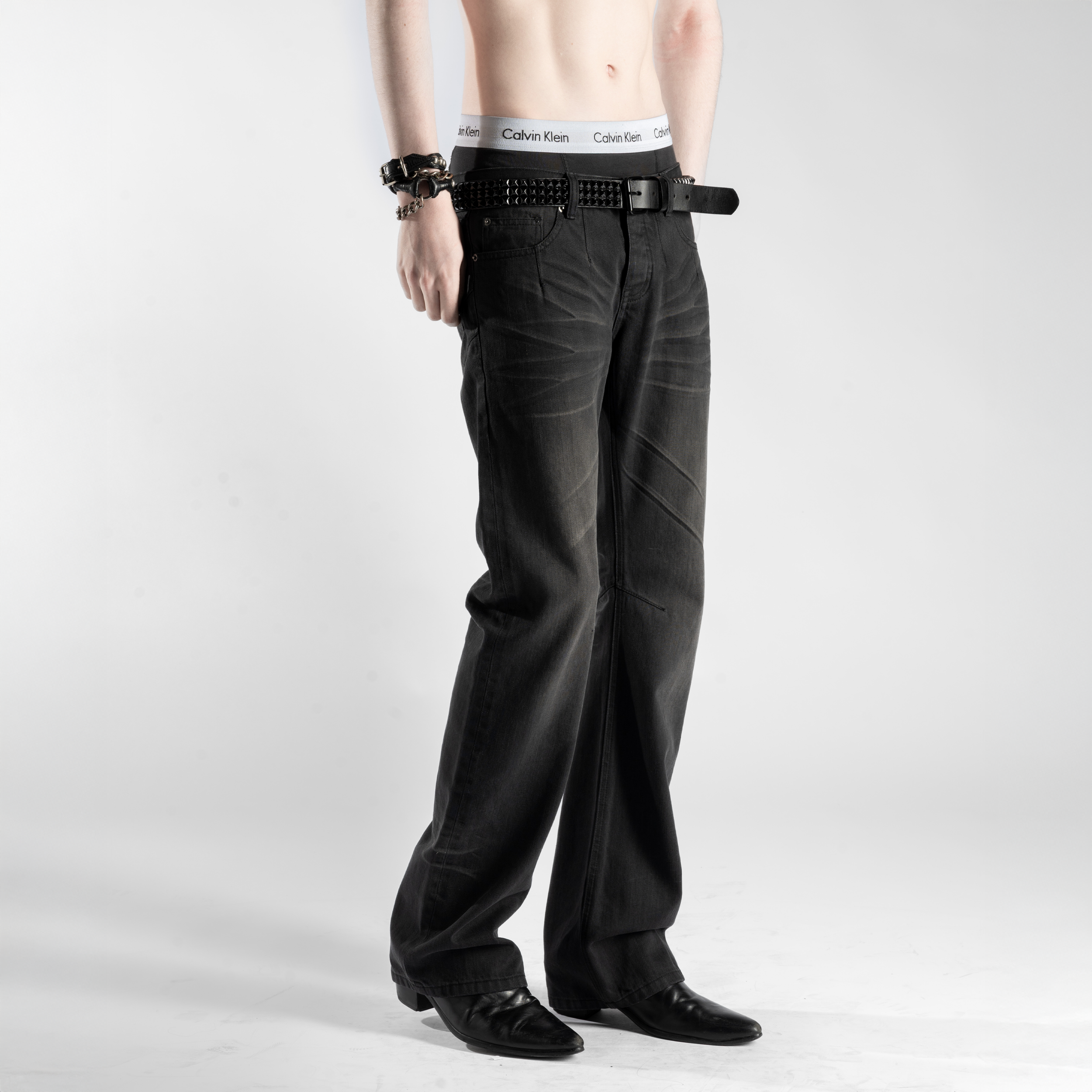 CLAWMARK BOOTCUT JEANS IN WASHED GREY SELVEDGE DENIM