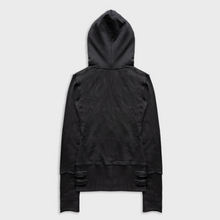 SKINNY FUR ZIP-UP HOODIE IN DARK NOIR COTTON