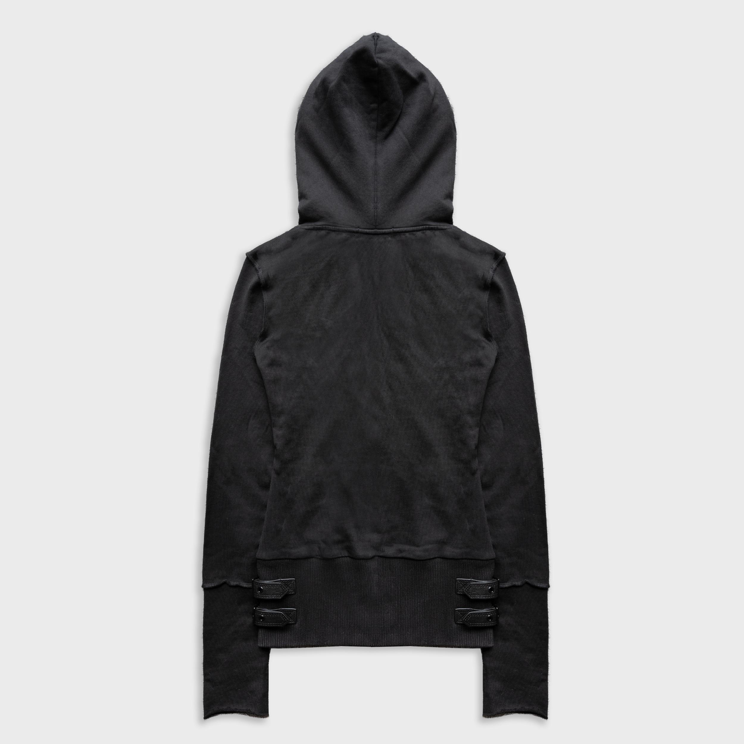 SKINNY FUR ZIP-UP HOODIE IN DARK NOIR COTTON