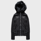 SKINNY FUR ZIP-UP HOODIE IN DARK NOIR COTTON