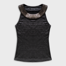 GLITTER HALTER TOP IN GOLD AND SILVER