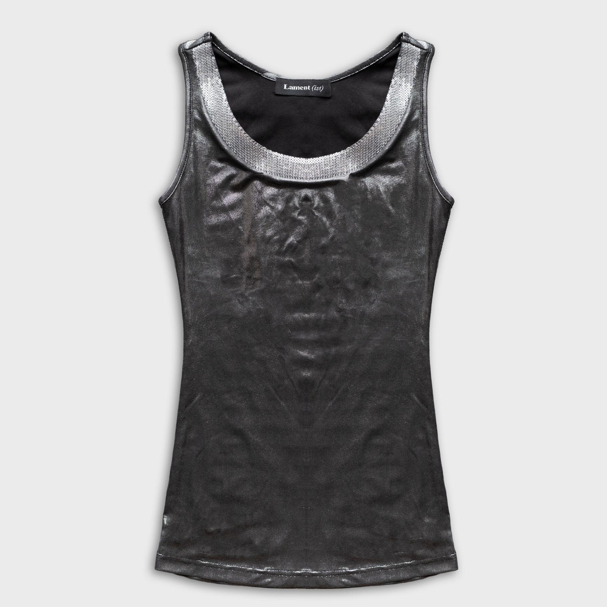 GLITTER TANK TOP IN SILVER
