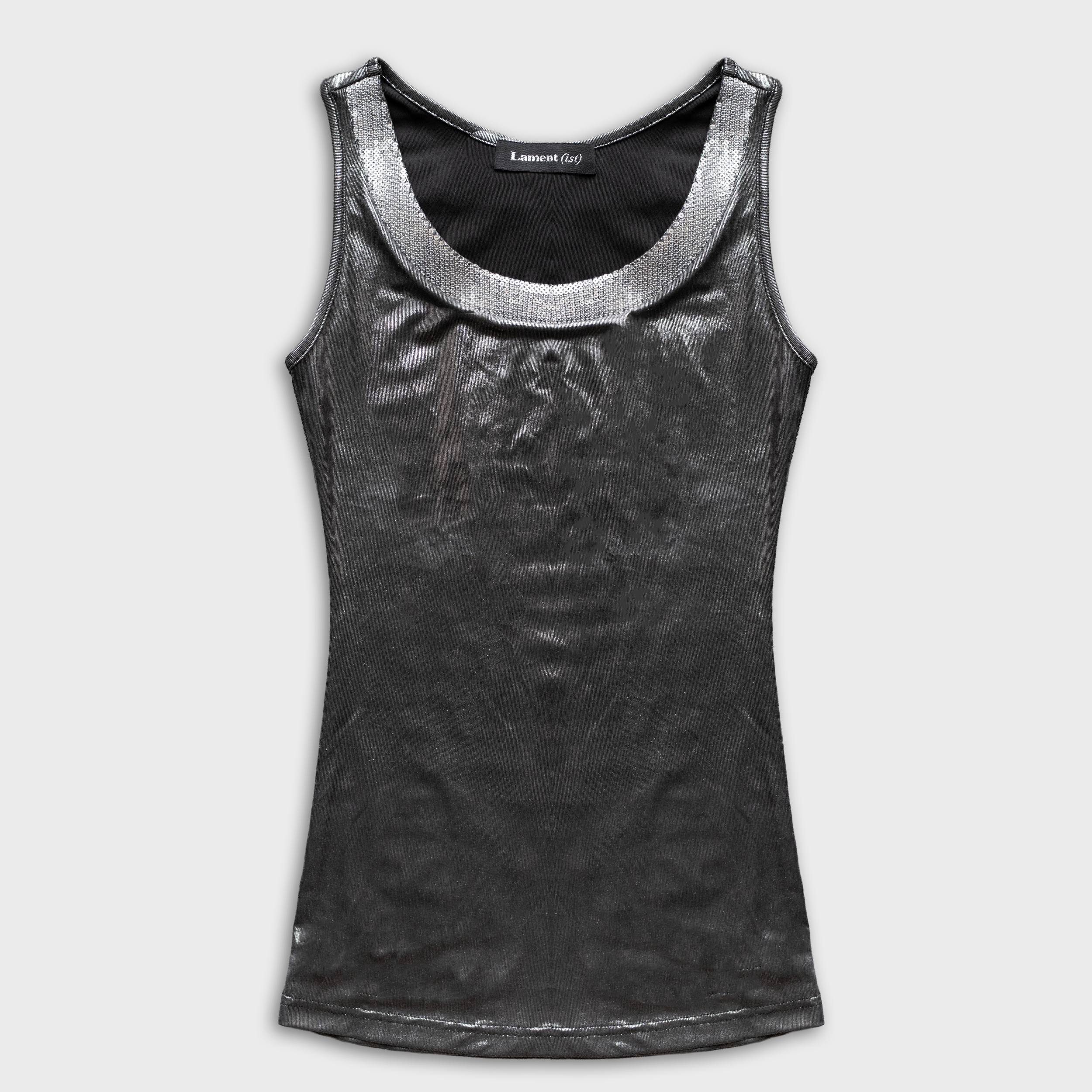 GLITTER TANK TOP IN SILVER