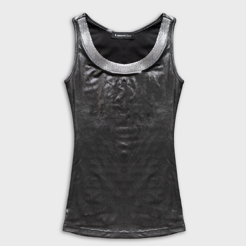 GLITTER TANK TOP IN SILVER