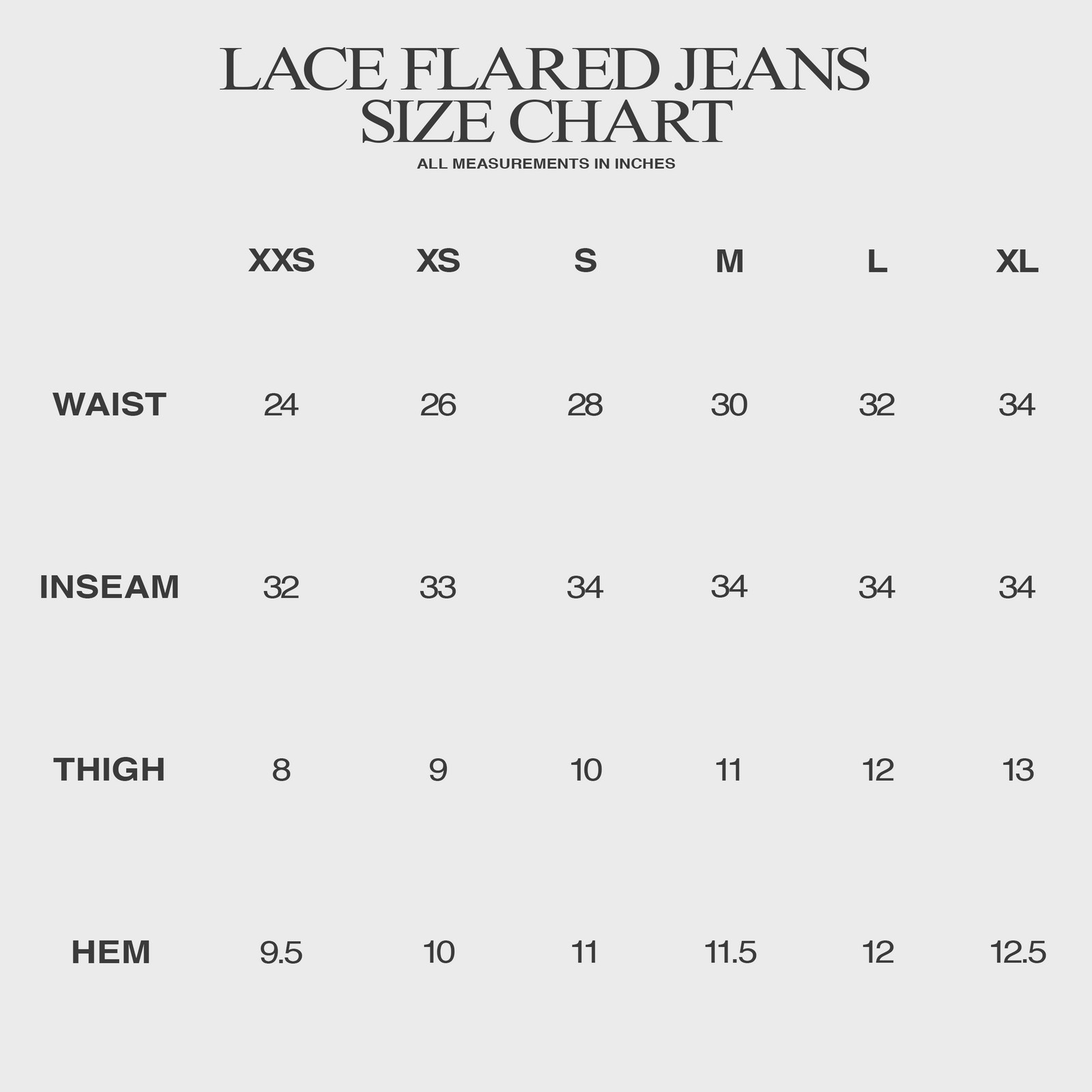 JESS LACE UP SKINNY JEANS IN BLACK DYED BLUE DENIM size chart