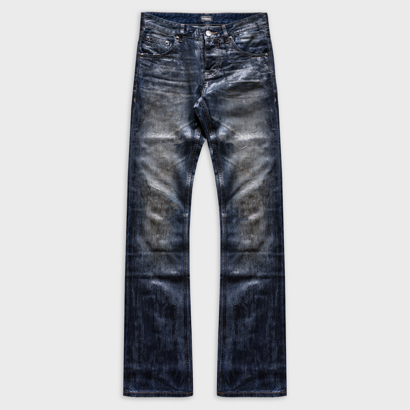 BOOTCUT JEANS IN RUST WASHED WAXED DENIM