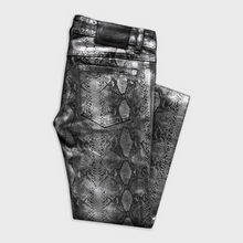 SKINNY JEANS IN SNAKESKIN WAXED NOIR DENIM
