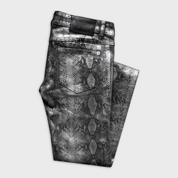 SKINNY JEANS IN SNAKESKIN WAXED NOIR DENIM