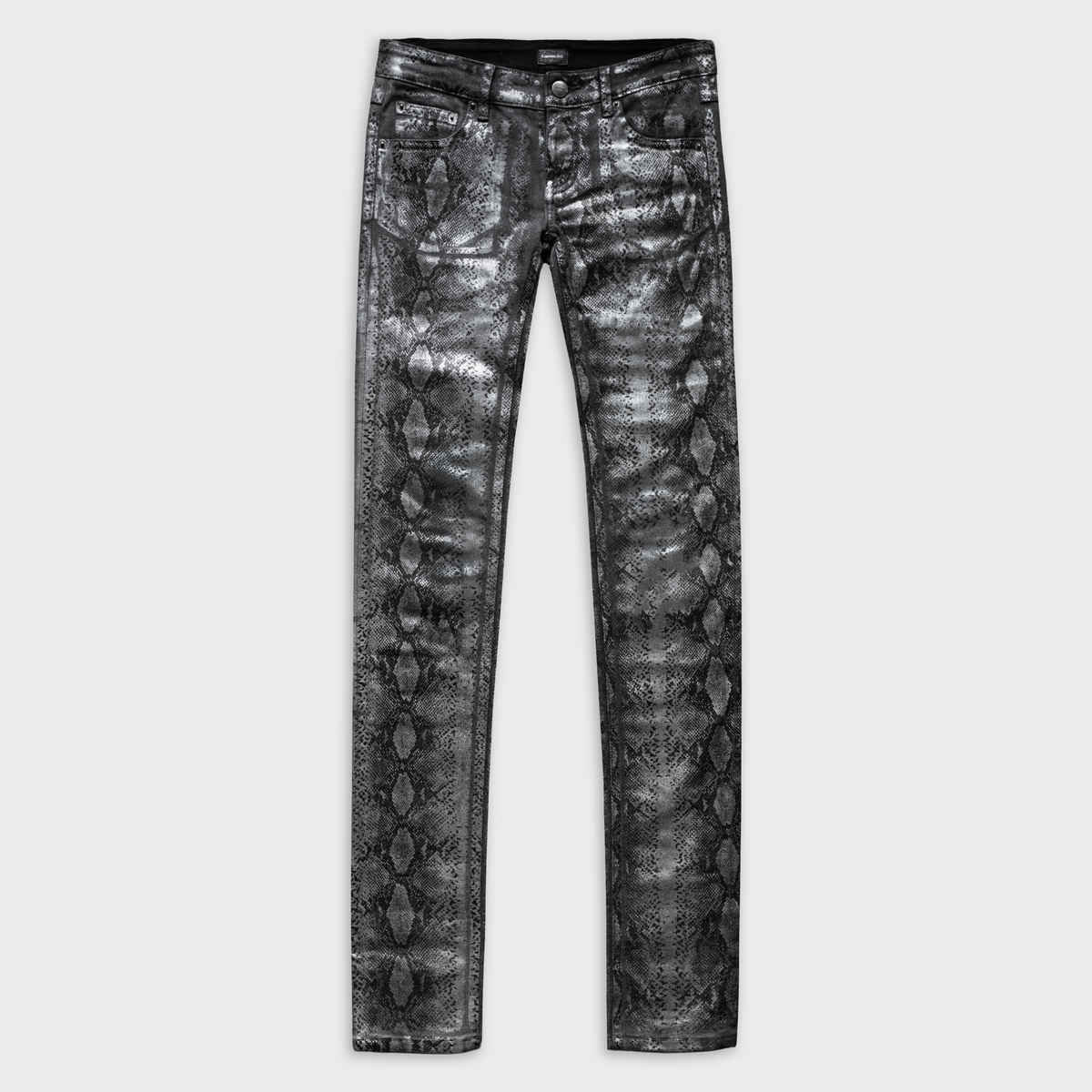 SKINNY JEANS IN SNAKESKIN WAXED NOIR DENIM