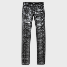 SKINNY JEANS IN SNAKESKIN WAXED NOIR DENIM