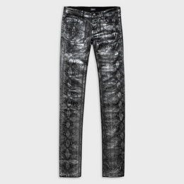 SKINNY JEANS IN SNAKESKIN WAXED NOIR DENIM
