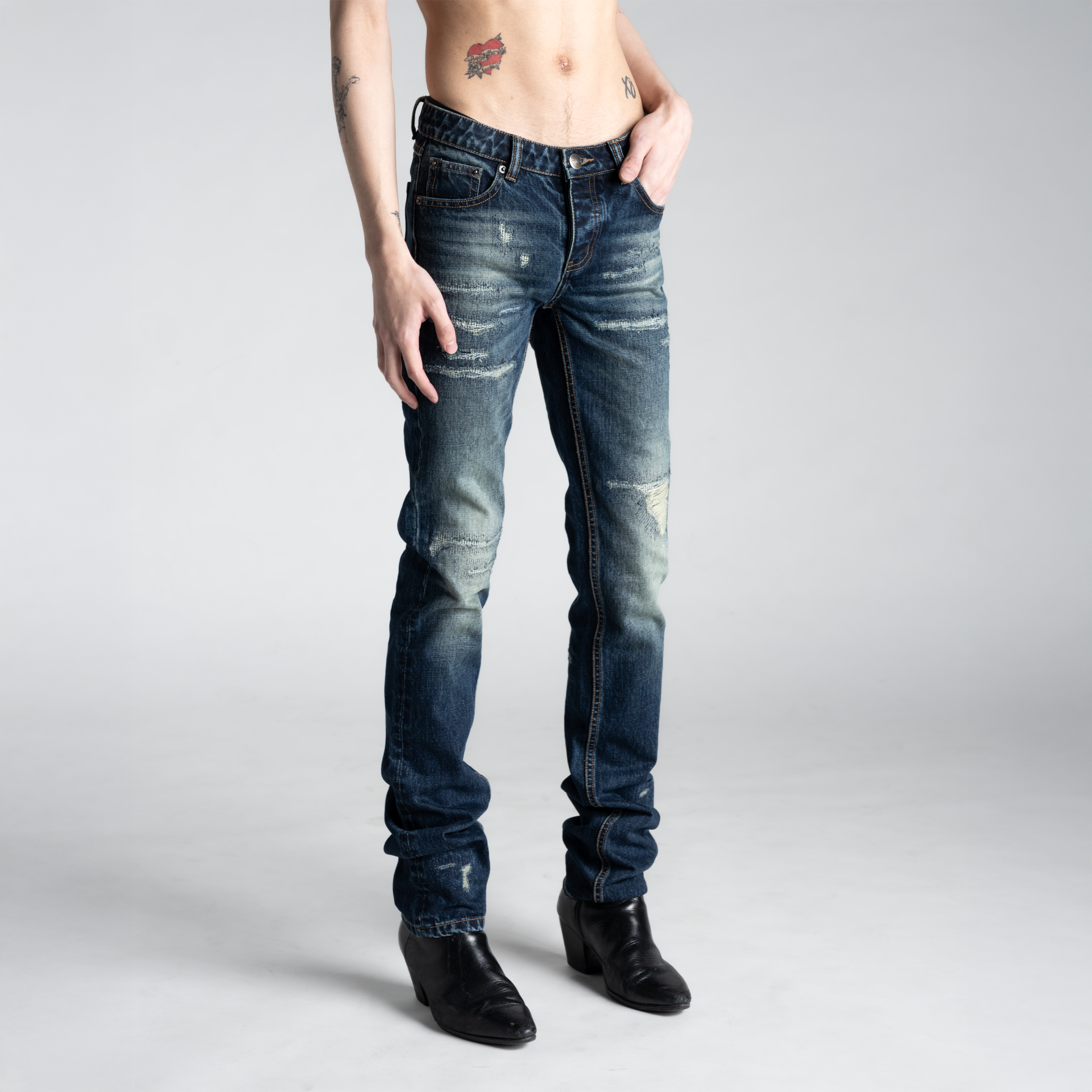 SAMPLE SALE ITEM #1 - MENS SKINNY STRAIGHT WASHED DISTRESSED DENIM