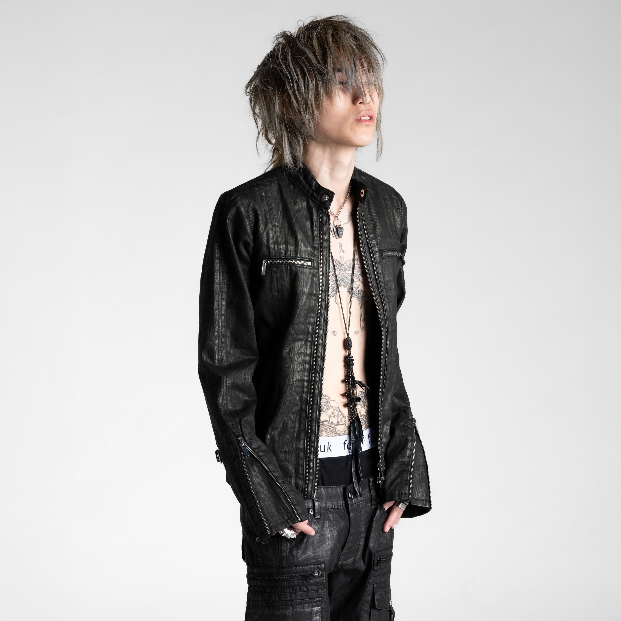SAMPLE SALE ITEM #15 - WAXED DENIM RACER JACKET