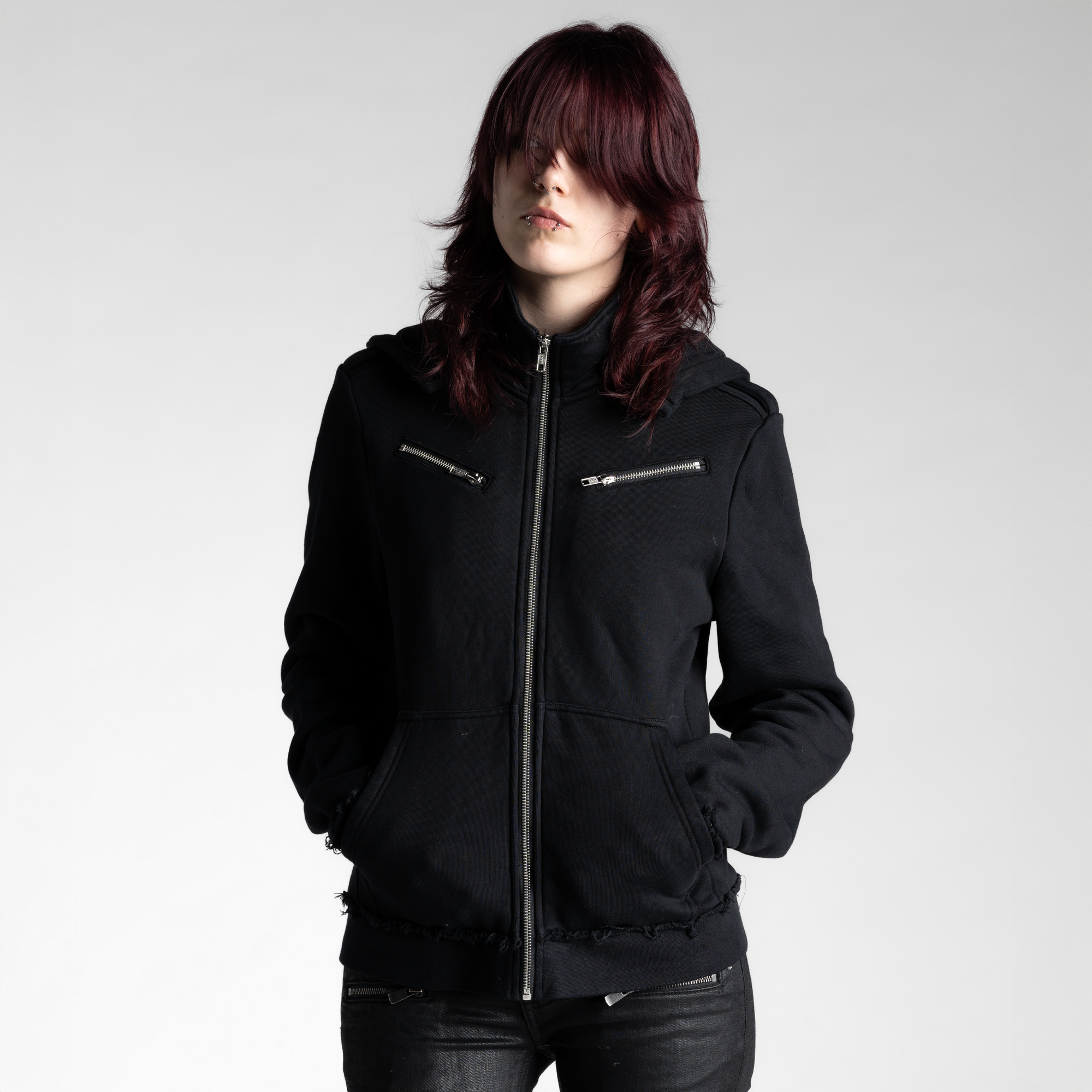 SAMPLE SALE ITEM #17 - COLLARED ZIP UP HOODIE