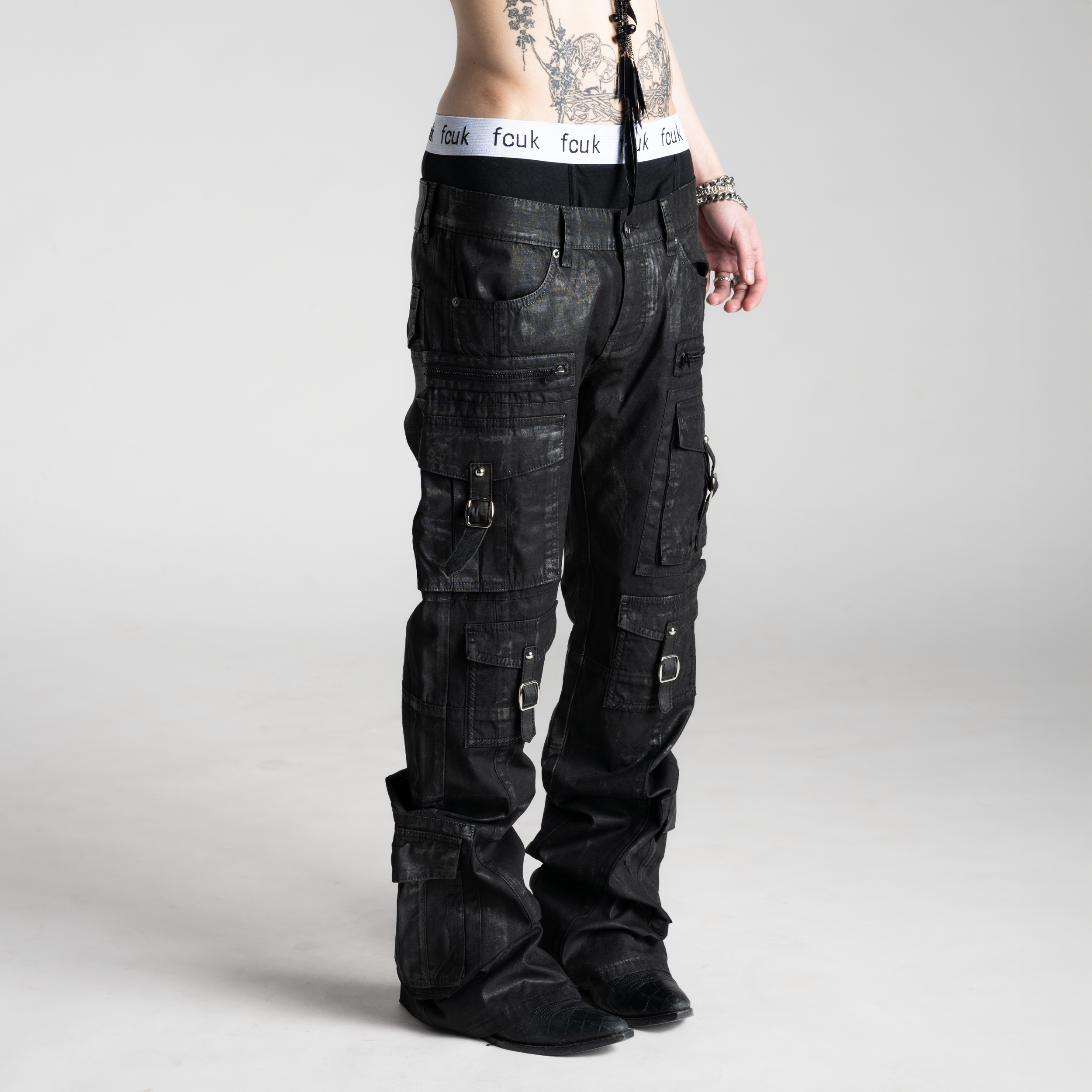SAMPLE SALE ITEM #12 - WAXED COTTON FLARED CARGOS