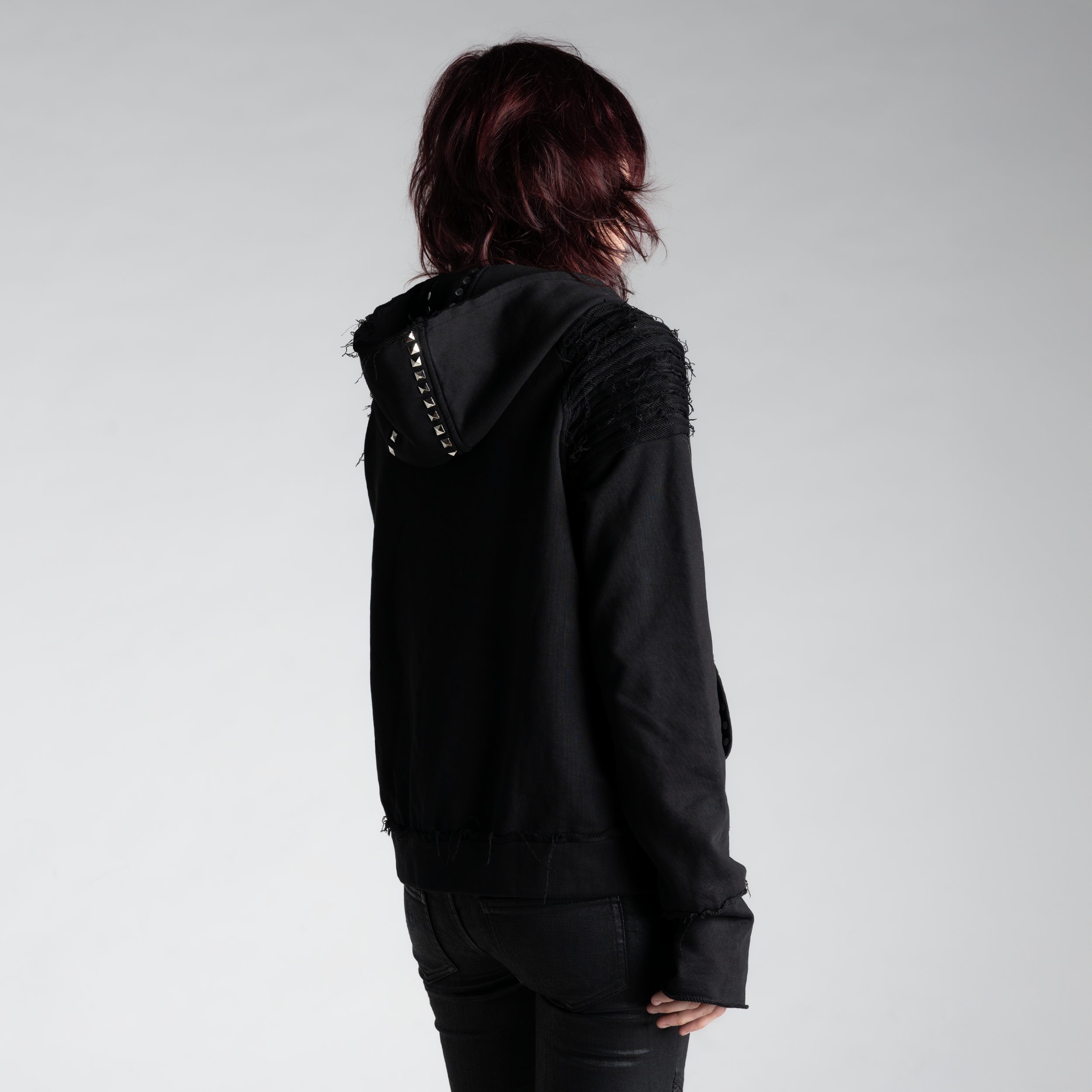 SAMPLE SALE ITEM #14 - STUDDED BLACK ZIP UP HOODIE