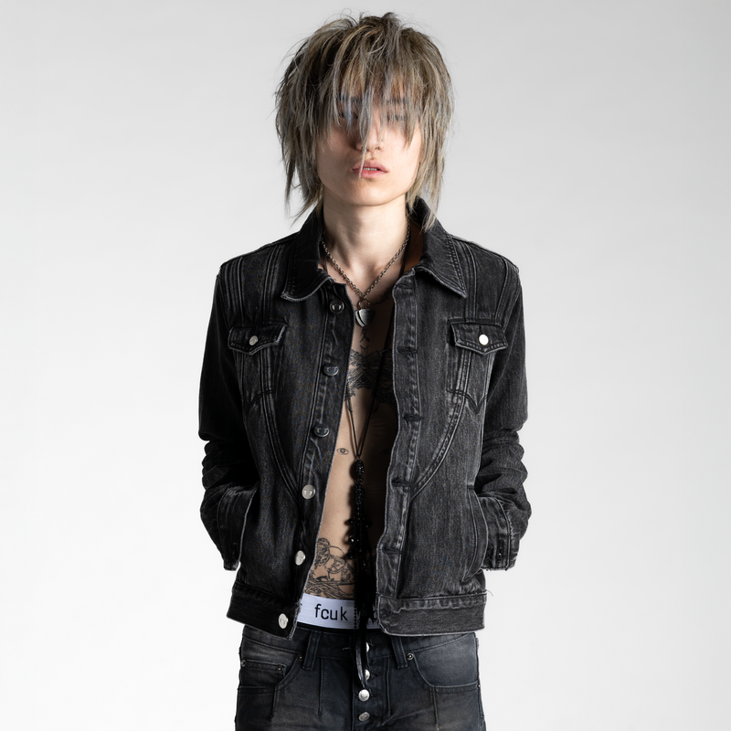 SAMPLE SALE ITEM #18 - SIGNATURE TRUCKER JACKET IN WASHED GREY