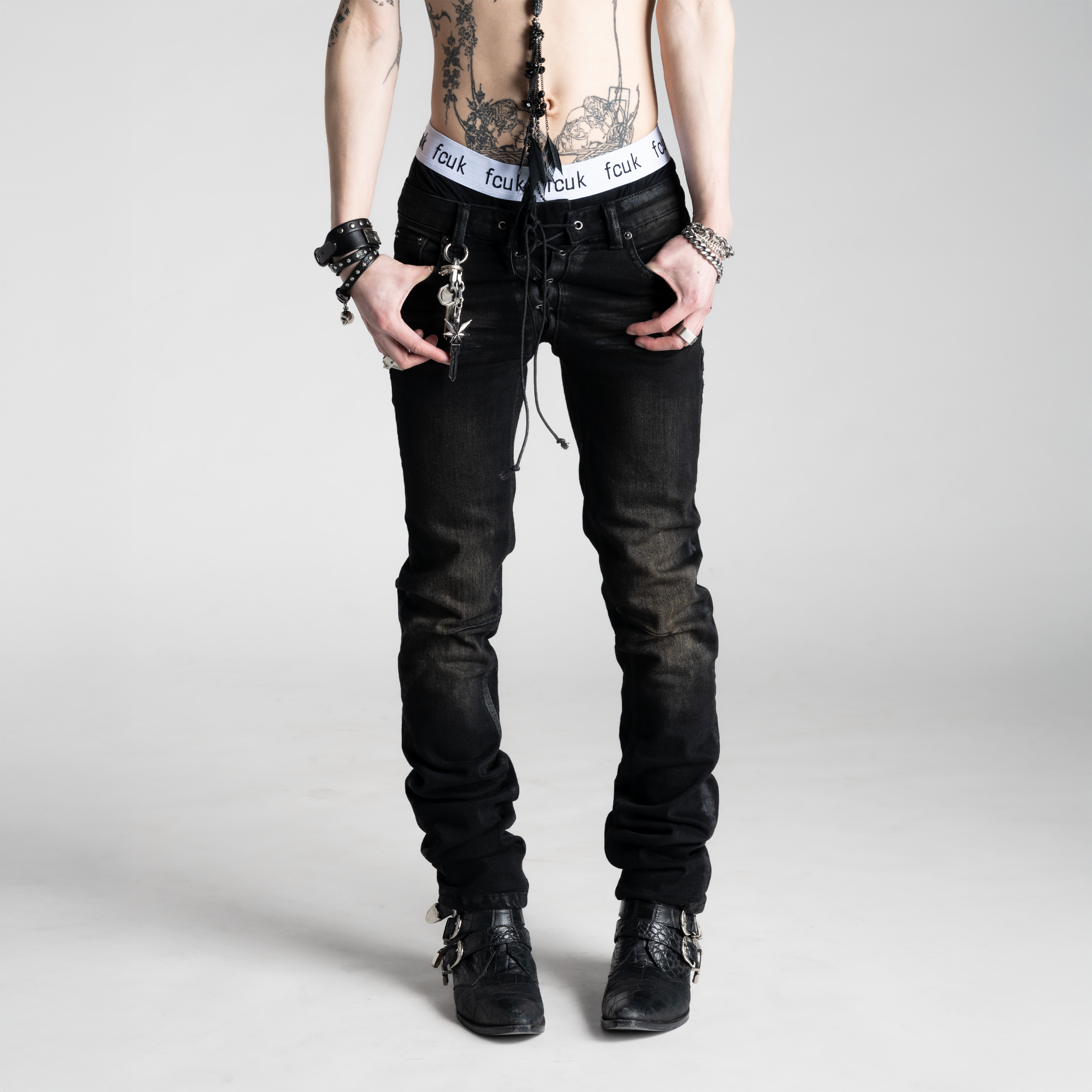 SAMPLE SALE ITEM #3 - UNISEX SKINNY STRETCH LACE UP DENIM