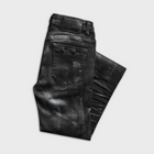 SKINNY FLARED JEANS IN WAXED BLACK DENIM