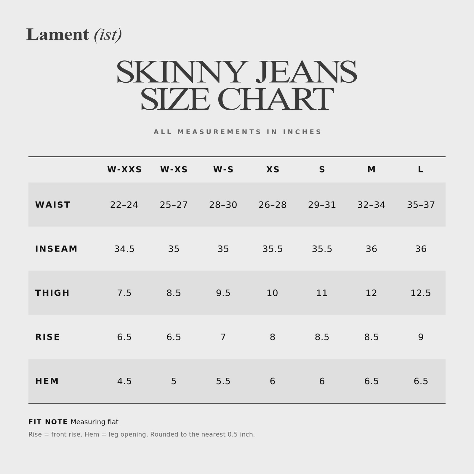SKINNY JEANS IN SNAKESKIN WAXED NOIR DENIM size chart