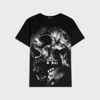 DECAYED SKULL GRAPHIC PRINT T-SHIRT IN SOFT BLACK COTTON