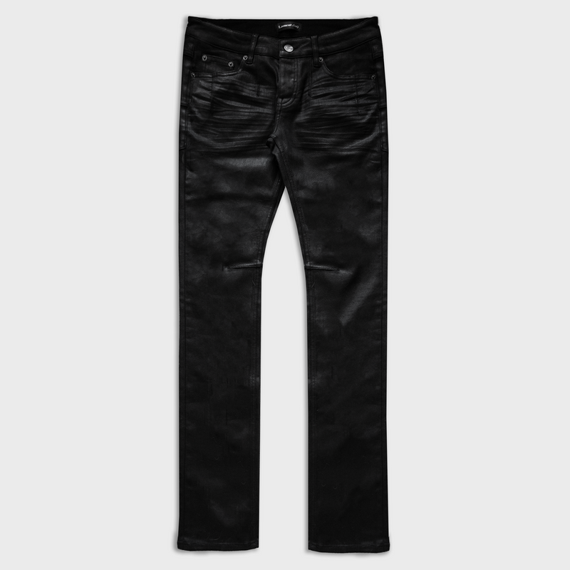 SIGNATURE SKINNY JEANS IN WAXED NOIR DENIM