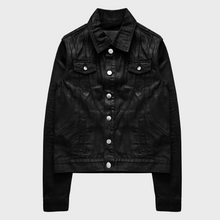 SIGNATURE TRUCKER JACKET IN WAXED NOIR DENIM