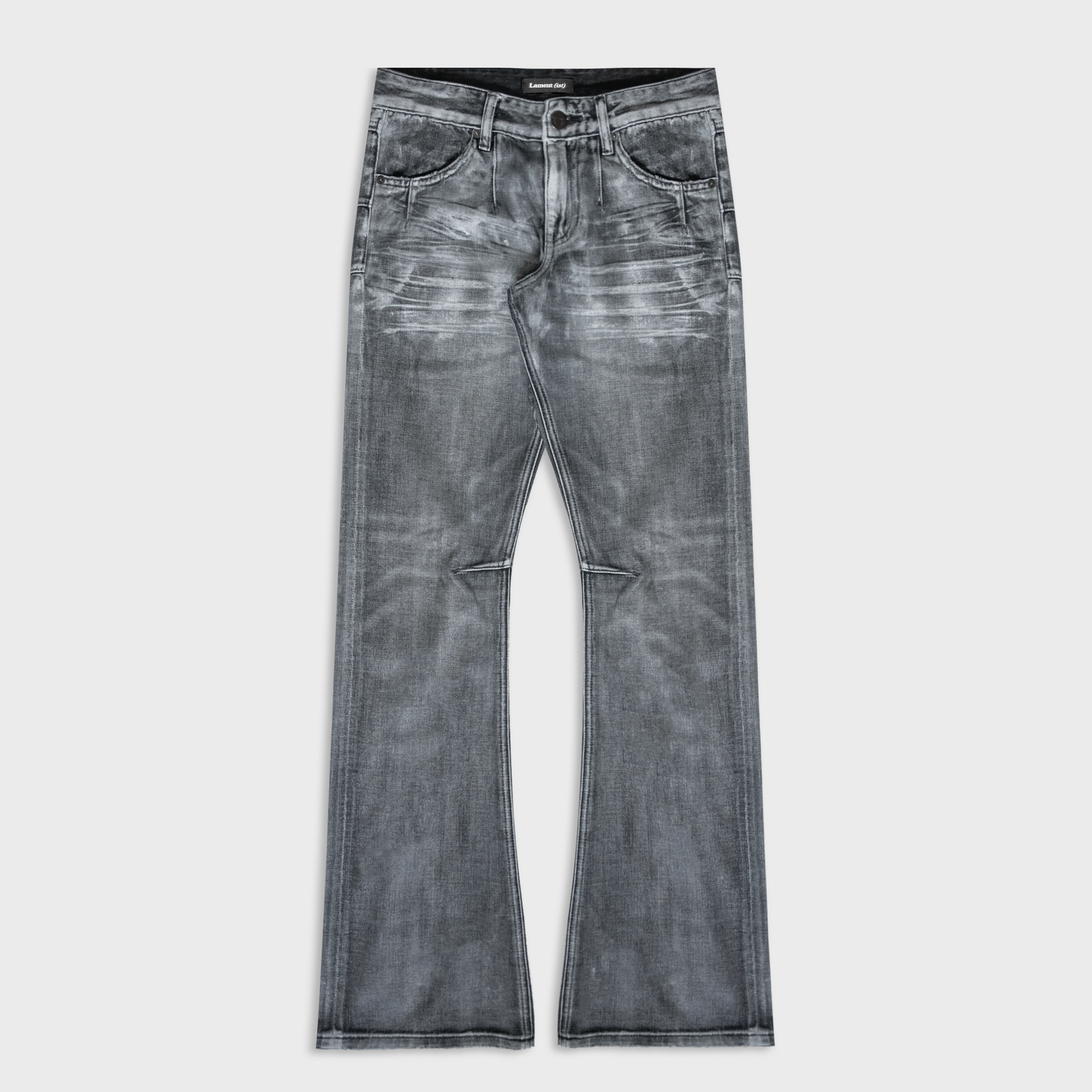 BLACK ICE BOOTCUT JEANS IN WAXED GREY DENIM | LAMENTIST
